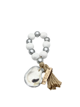 Load image into Gallery viewer, The Gilded Shell - Boho Holiday - Tide Pool - 18k Gold Gilded Oyster Shell - Solid White with Silver -Product -2