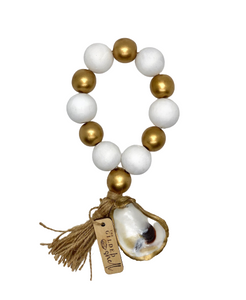 The Gilded Shell - Boho Holiday - Tide Pool - 18k Gold Gilded Oyster Shell - Solid White with Gold -Product -2