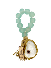 Load image into Gallery viewer, The Gilded Shell - Tide Pool - 18k Gold Gilded Oyster Shell - Aqua Sea Glass -Product -2