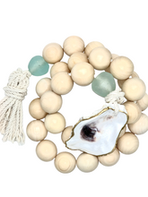 Load image into Gallery viewer, The Gilded Shell - Nude Beach - Chunky Coastline - Aqua Sea Glass - Gold Leafed oyster Shell - Product Photography 2