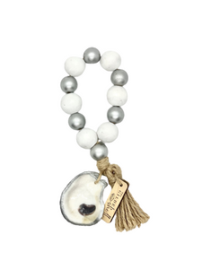The Gilded Shell - Boho Holiday - Tide Pool - 18k Gold Gilded Oyster Shell - Solid White with Silver -Product -1